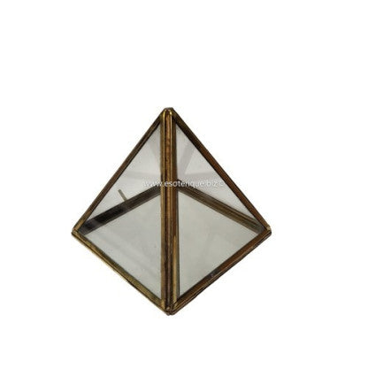 PYRAMIDE en verre et laiton base 10cm