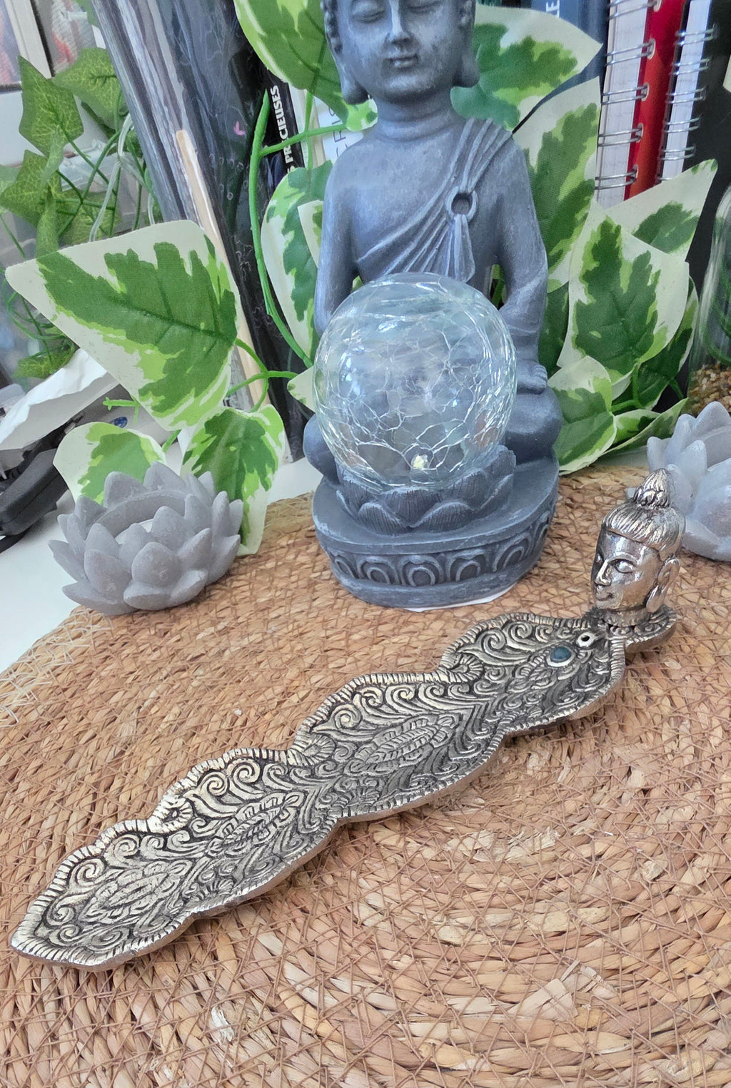 Porte-Encens Métal Bouddha 21cm