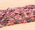 PERLES PIERRES BRUTES 06 X 12MM TOURMALINE MULTICOLORE AA ( lot de 10 )