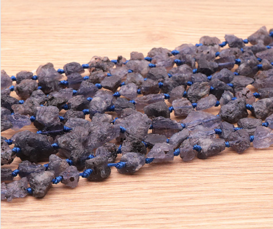 PERLES PIERRES BRUTES 08 X 13MM CORDIÉRITE AA ( lot de 10 )