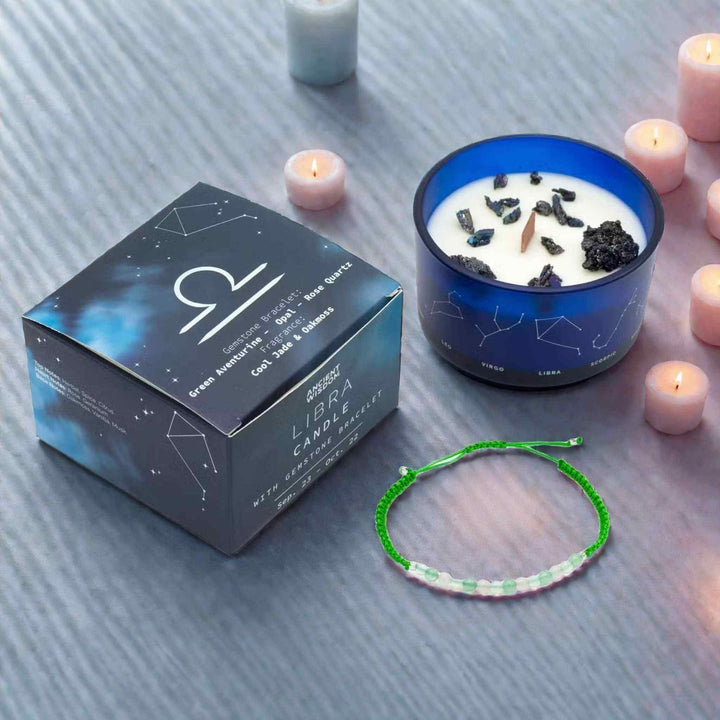 Bougies en Cristal du Zodiaque avec Bracelet en Pierres Précieuses