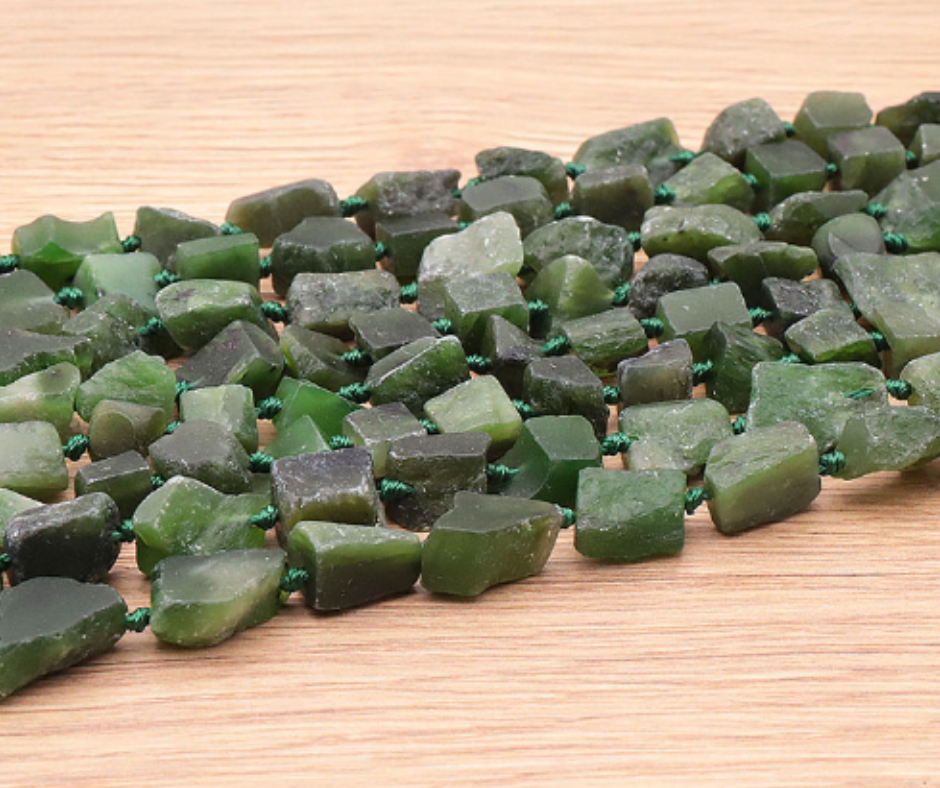 PERLES PIERRES BRUTES 08 X 16MM JADE NÉPHRITE AA ( lot de 10 )