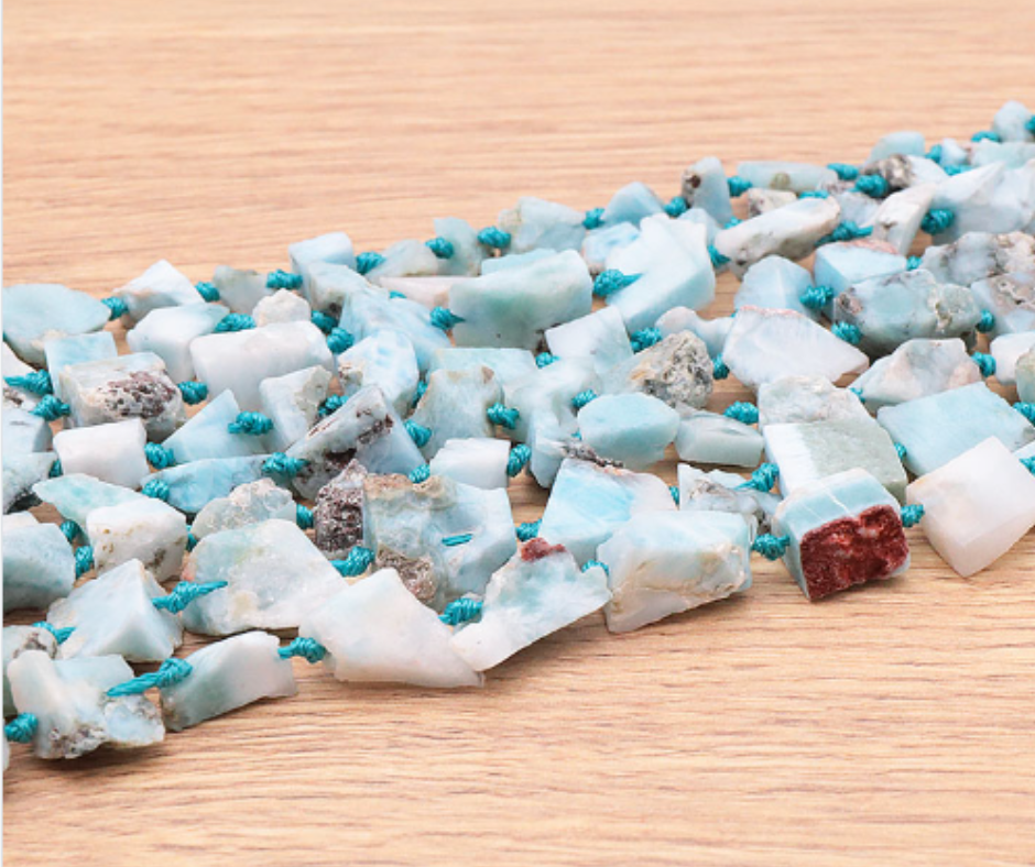 PERLES PIERRES BRUTES 08 X 16MM LARIMAR AA ( lot de 10 )