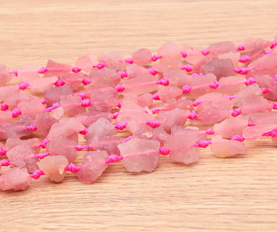 PERLES PIERRES BRUTES 06 X 14MM TOURMALINE ROSE A ( lot de 10 )